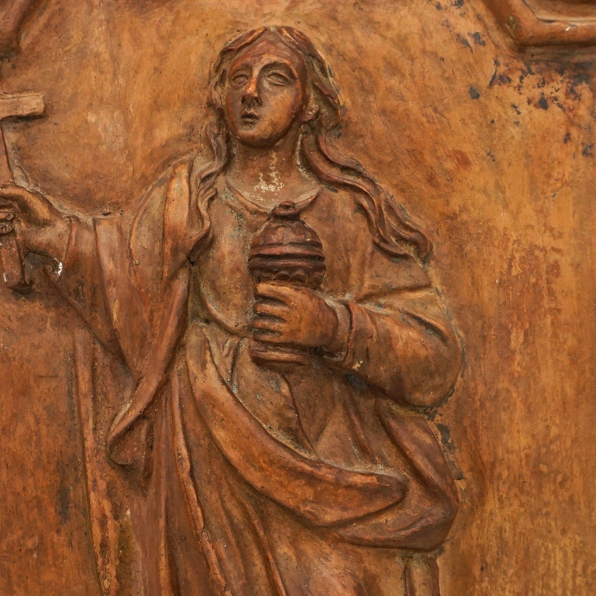 Terracotta Plaque With Bas-relief Depicting Mary Magdalene-photo-3