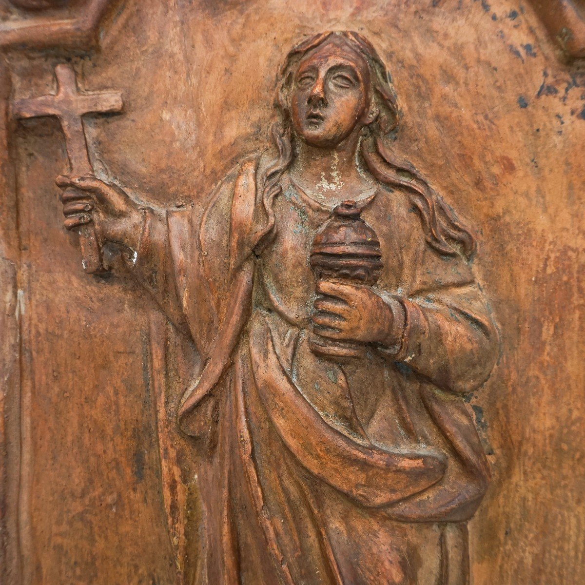 Terracotta Plaque With Bas-relief Depicting Mary Magdalene-photo-2