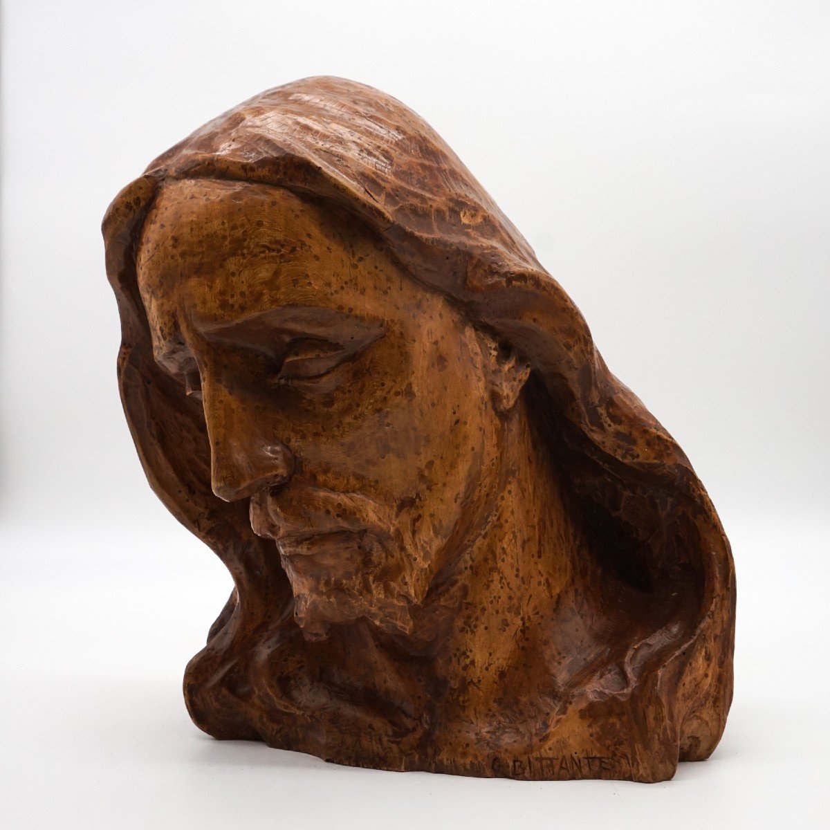 Buste Du Christ En Bois Par Giordano Bittante-photo-2