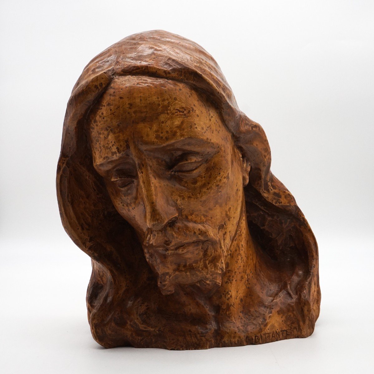 Buste Du Christ En Bois Par Giordano Bittante