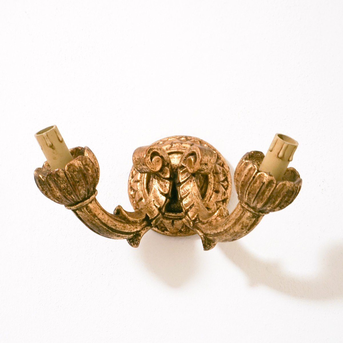 Double Gilded Wood Wall Sconce-photo-2