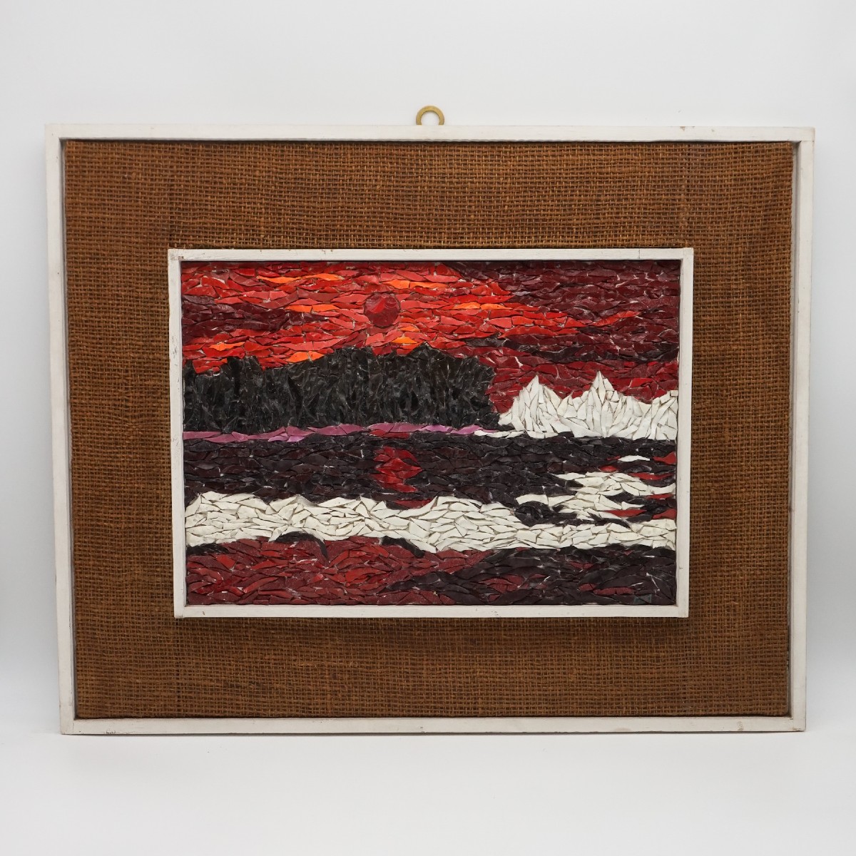 “sunset Over Glacier” Mosaic By Enzo Scianna – Original Signed Artwork, Dated 1973