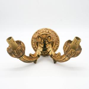 Double Gilded Wood Wall Sconce