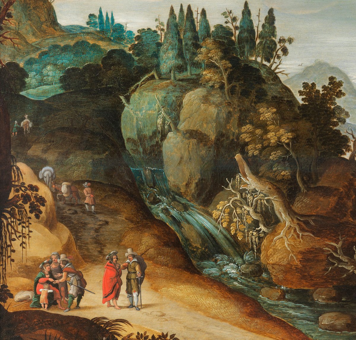 Animated Landscape On The Banks Of A River - Workshop Of Joos De Momper II (1564 – 1635)-photo-3