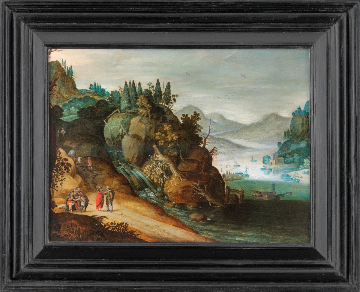 Animated Landscape On The Banks Of A River - Workshop Of Joos De Momper II (1564 – 1635)