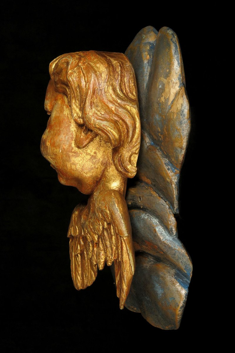 Antique Wood Sculpture, Cherub Angel Or Putto 19th Century-photo-5