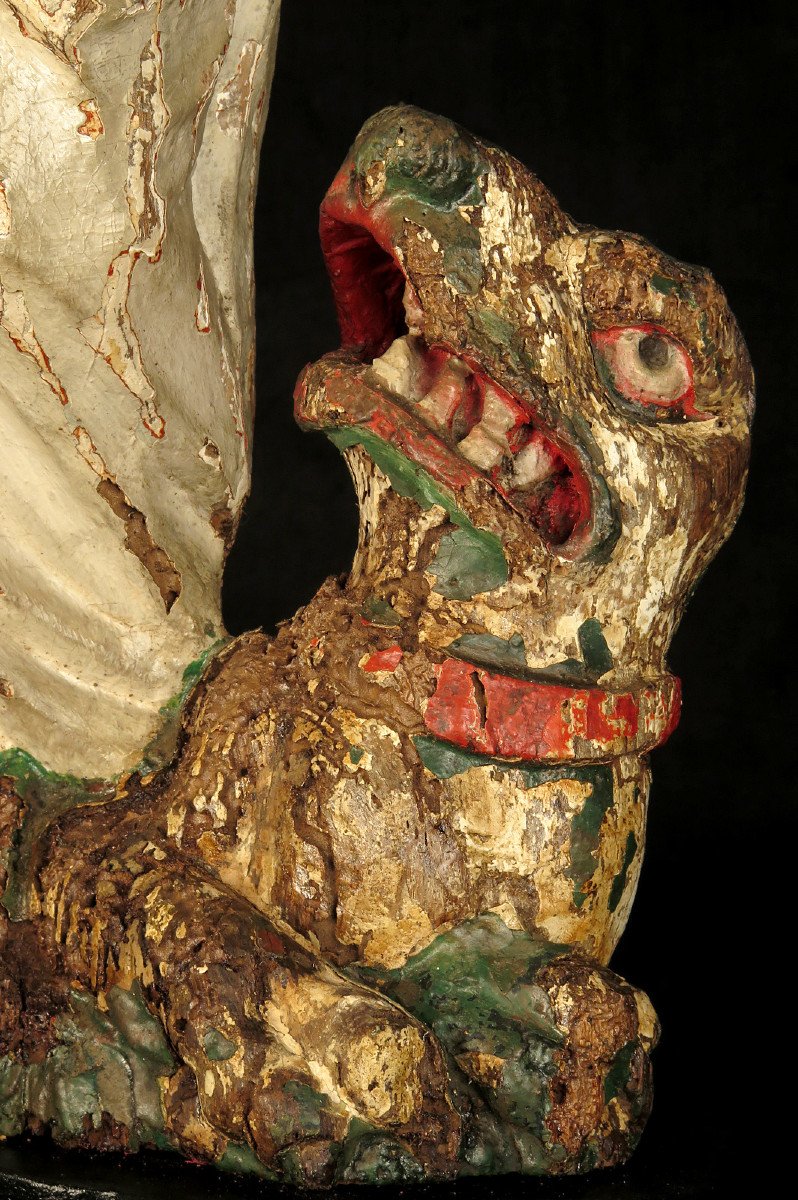 Wonderful And Ancient Remains Of Wooden Sculpture, Holy Margeret 18th Century-photo-2