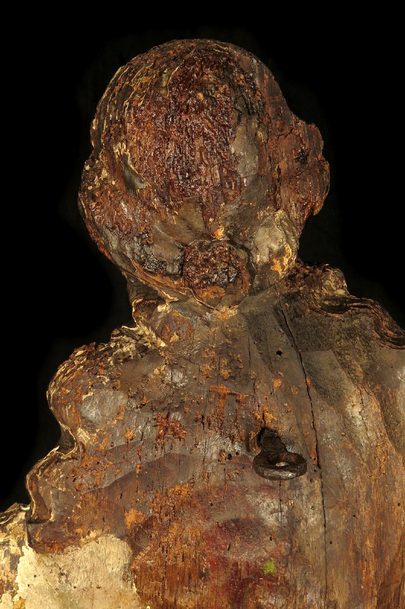 Wonderful And Ancient Remains Of Wooden Sculpture, Holy Margeret 18th Century-photo-5