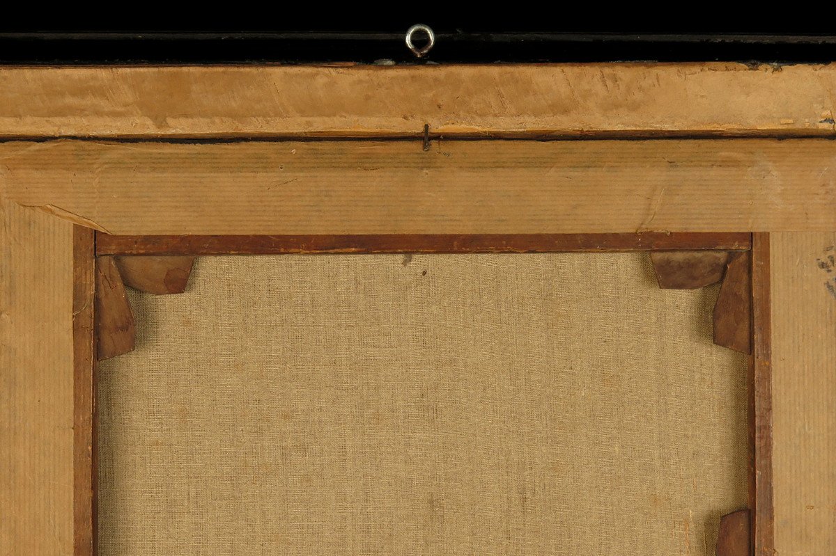 étonnante Et Ancienne Peinture à l'Huile, Vers 1880 / Scène Curieuse Cabinet Curiosités-photo-7