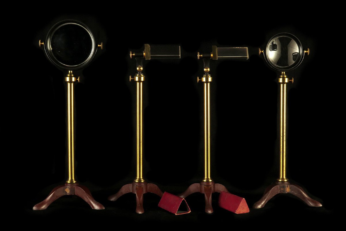 Intéressante Série De 4 Instruments Scientifiques Anciens C.1870 / Duboscq Paris Miroir Prismes