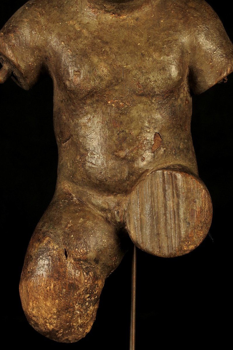 Ancien Christ Enfant En Bois Sculpté Polychrome, Vers 1700 / Sculpture XVIIeme XVIIIeme-photo-4