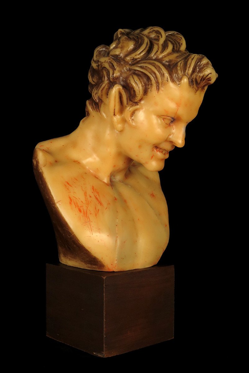 Rare And Old Bust Of Satyr Or Faun In Wax, Circa 1920 / Cabinet Curiosities Oddities-photo-6