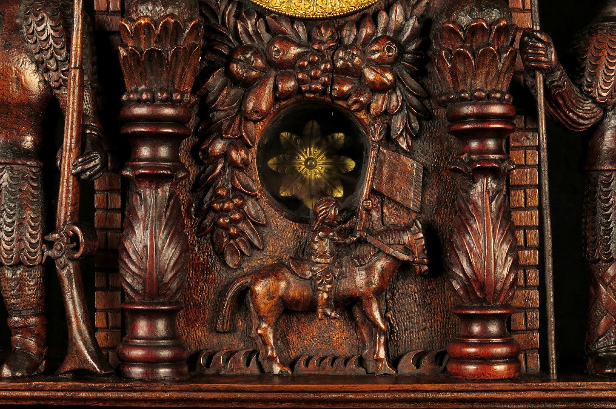 Astonishing And Old Clock, Folk Art Of Beautiful Workmanship Circa 1870.-photo-4