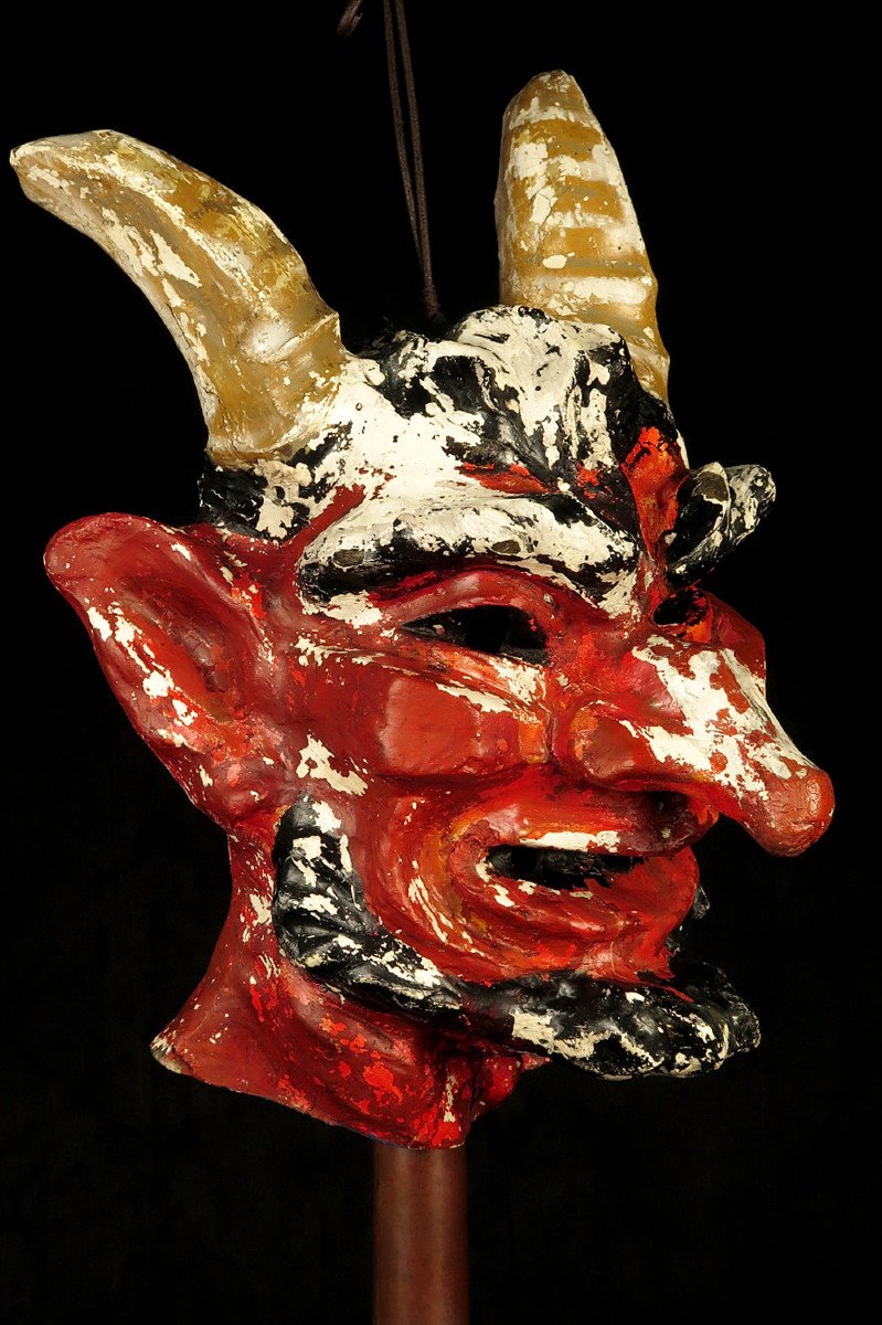  étonnante Et Ancienne Sculpture, Tête Du Diable Vers 1950 / Enseigne Cabinet Curiosités