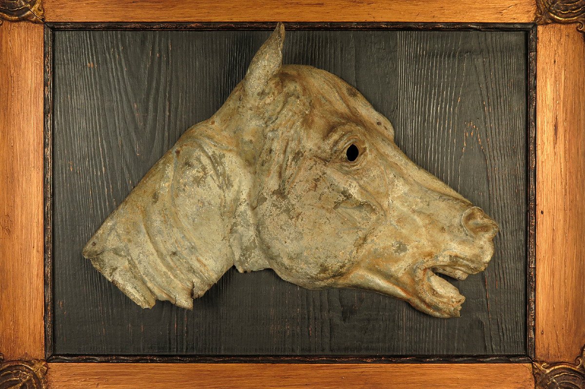 Rare And Old Vestige Of A Horse Butcher's Shop Sign In Zinc Circa 1880-photo-2