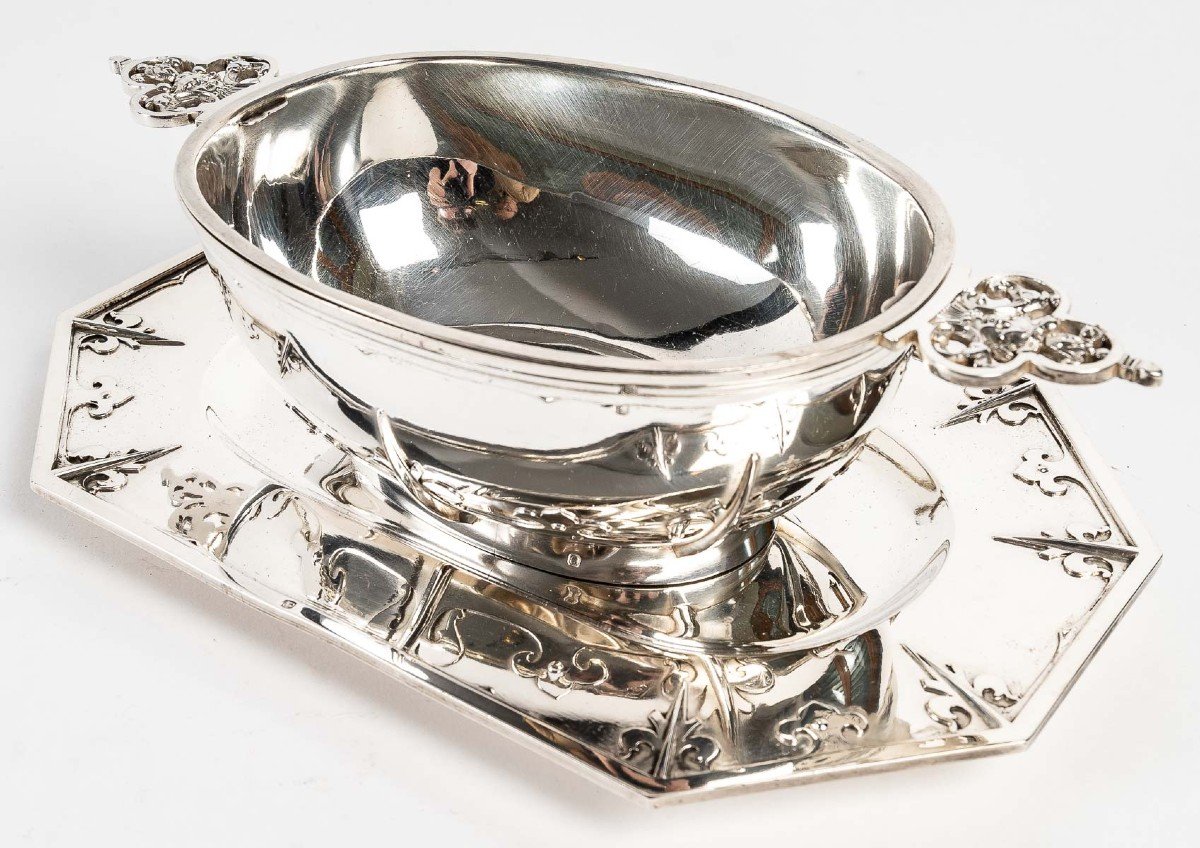 Cardeilhac - Sauceboat On Its Silver Tray Model Fer De Lance Nineteenth-photo-4