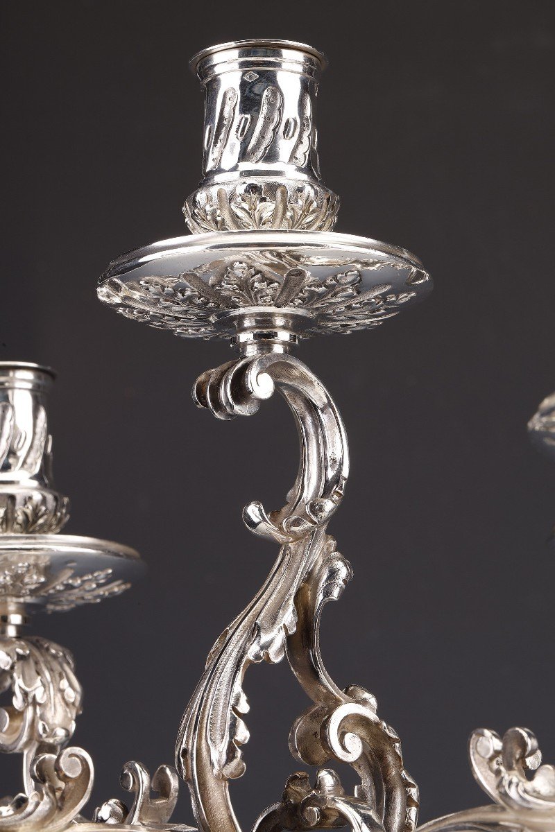 Merite - Pair Of Candelabra In Sterling Silver Zoomorphic Nineteenth Century-photo-3