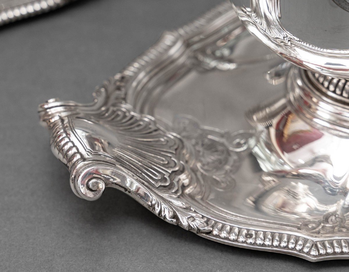 Goldsmith Lapparra & Gabriel - Pair Of Sauceboats On Tray In Sterling Silver Twentieth-photo-4