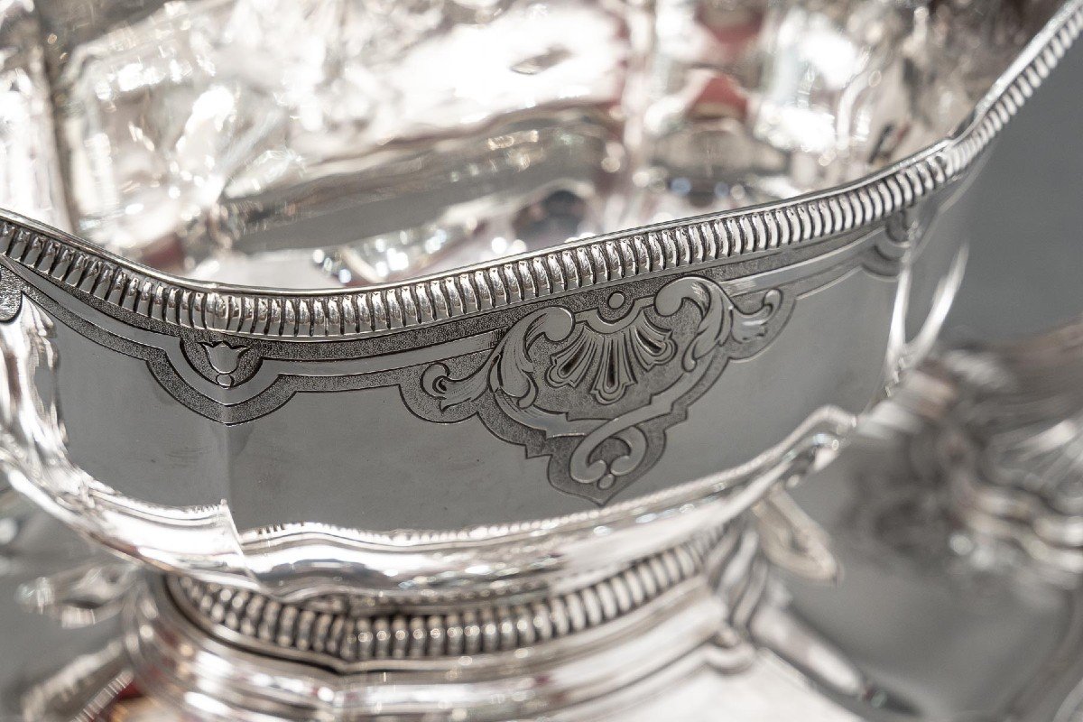 Goldsmith Lapparra & Gabriel - Pair Of Sauceboats On Tray In Sterling Silver Twentieth-photo-2