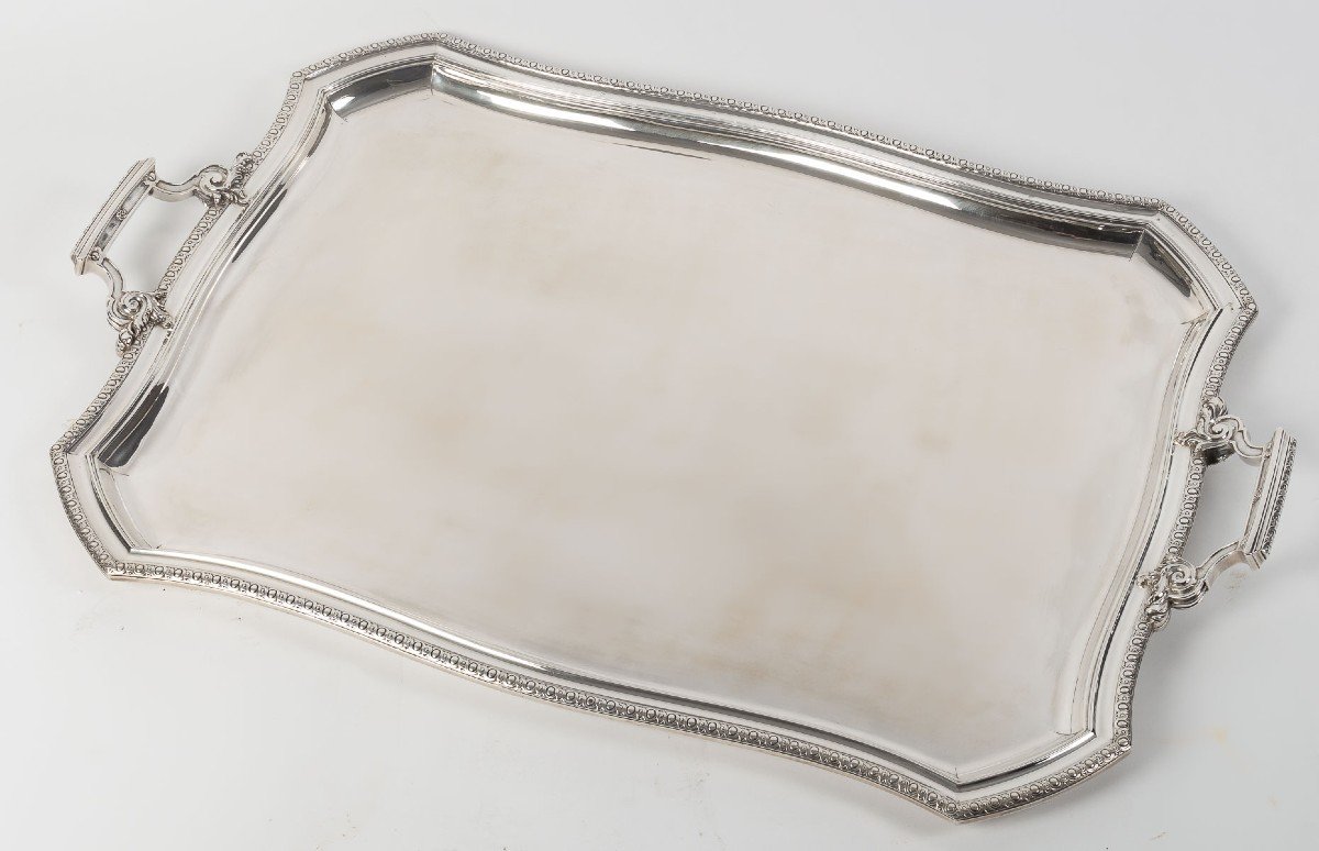 D. Roussel - Plateau En Argent Massif Rectangulaire Circa 1880-photo-4