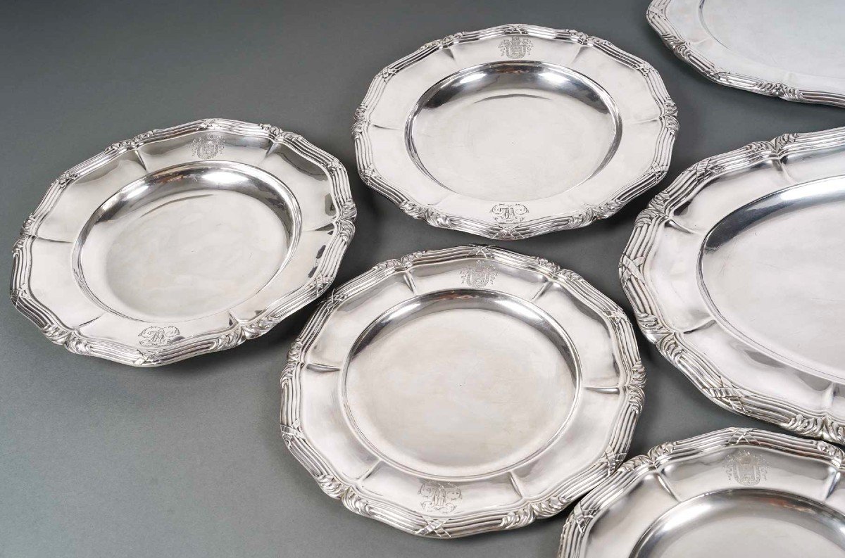 Gustave Odiot – Set Of Ten Dishes In Sterling Silver 19th Century-photo-3