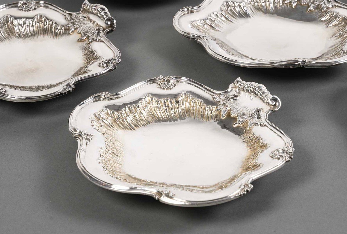 Boin Taburet - Suite Of Four Shell Dishes Sterling Silver 19th-photo-2