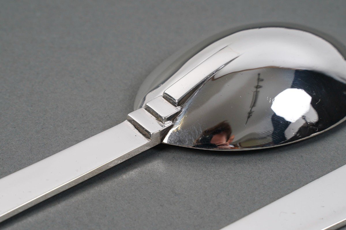 Art Deco Constructivist Form Service Cutlery Circa 1930-photo-2