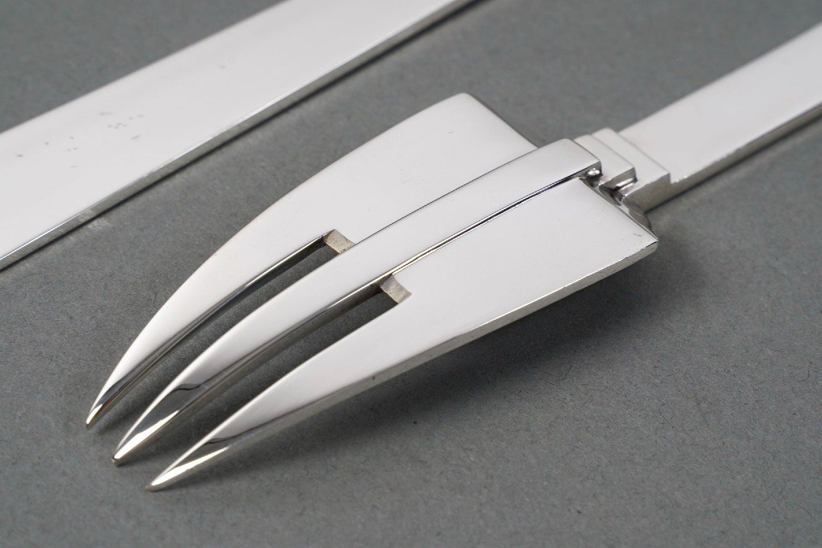 Art Deco Constructivist Form Service Cutlery Circa 1930-photo-4