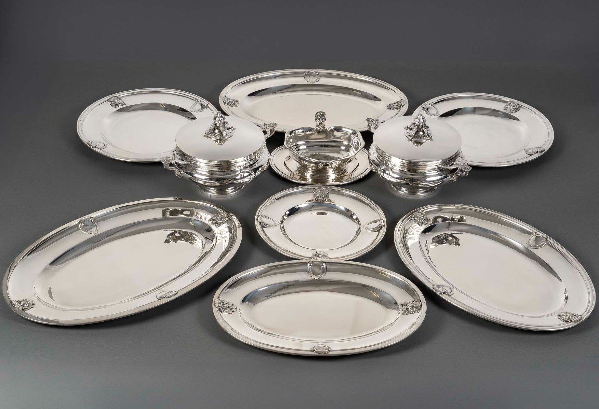 J.piault & R. Linzeler - Silver Plate 10 Shaped Pieces Late 19th Century-photo-2