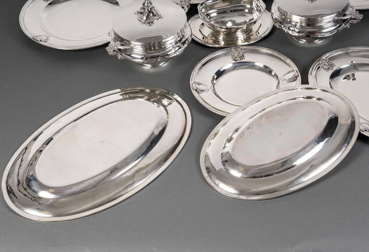 J.piault & R. Linzeler - Silver Plate 10 Shaped Pieces Late 19th Century-photo-6