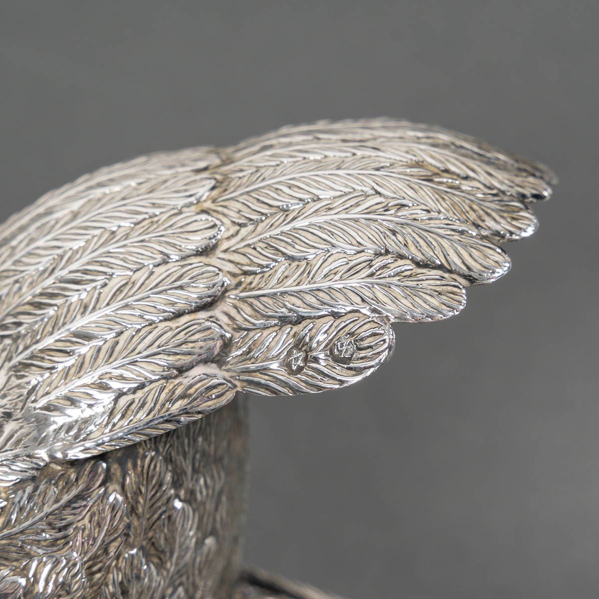 Heron In Solid Silver, Spain 20th Century-photo-3