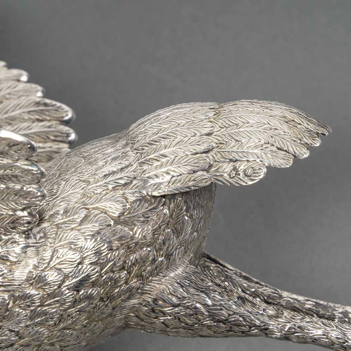 Heron In Solid Silver, Spain 20th Century-photo-7