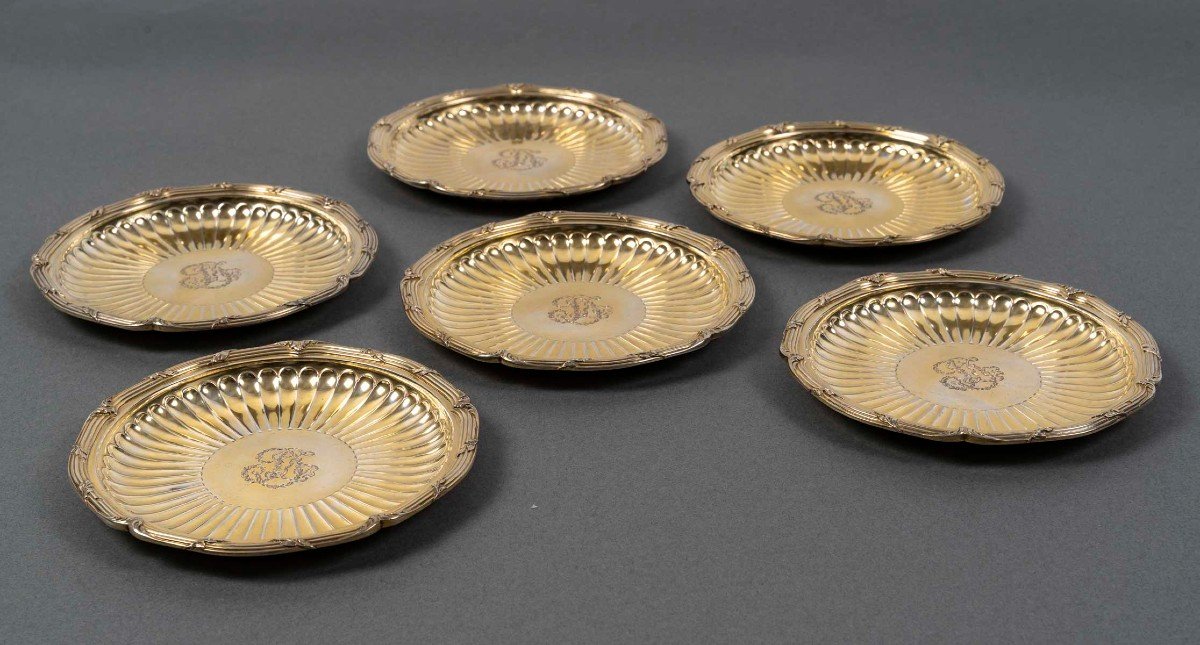 Bointaburet – Set Of Six 19th Century Silver-gilt Bottle Coasters-photo-4