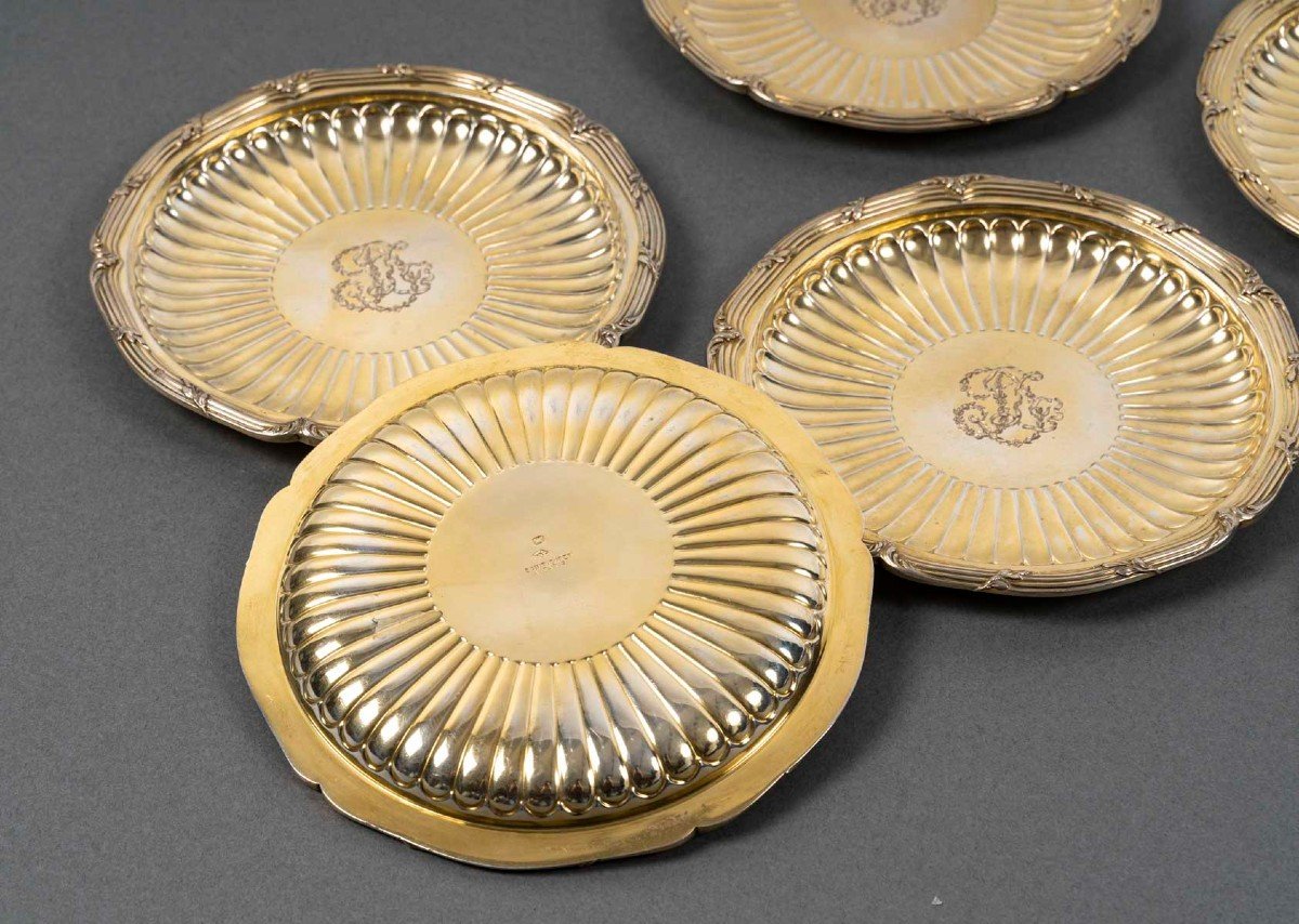 Bointaburet – Set Of Six 19th Century Silver-gilt Bottle Coasters-photo-8