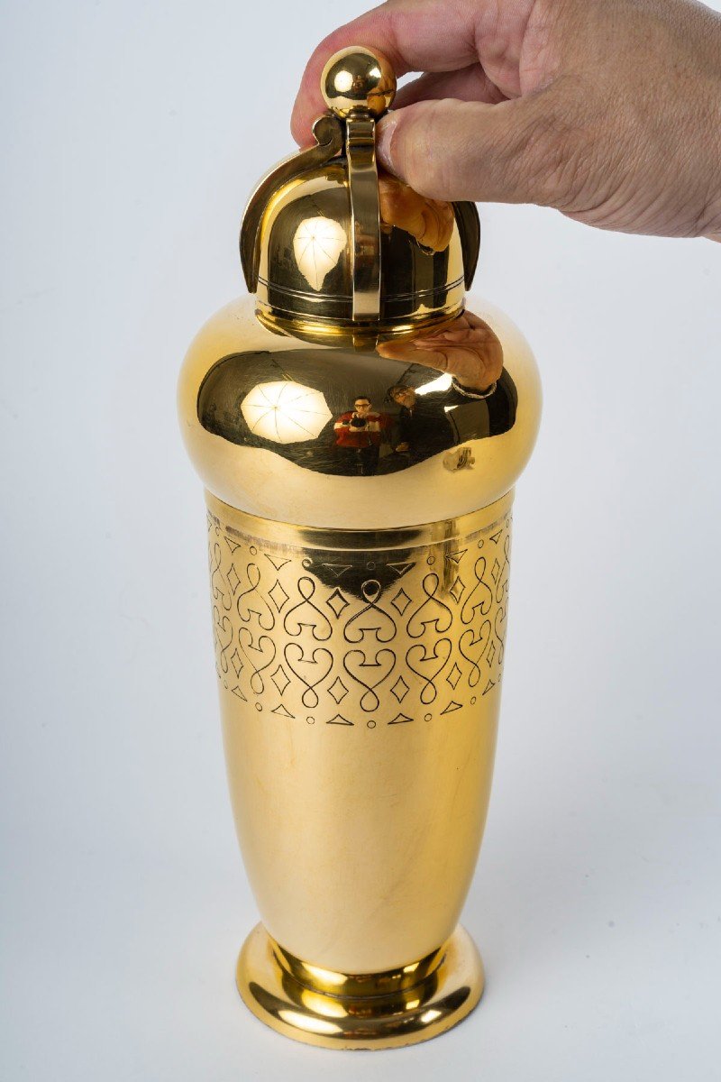   Tetard Frères - 20th Century Art Deco Silver-gilt Shaker-photo-8