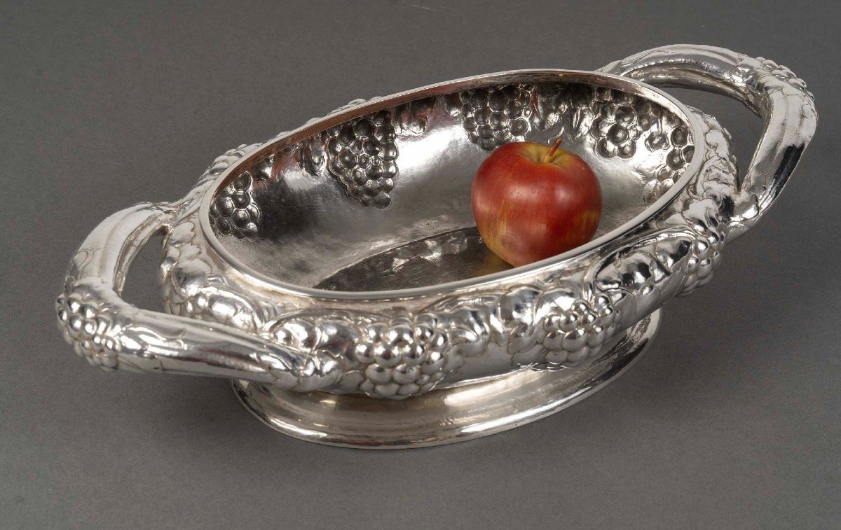 Jean Serriere – Oval Planter In Solid Silver 20th Century Circa 1920 -photo-4