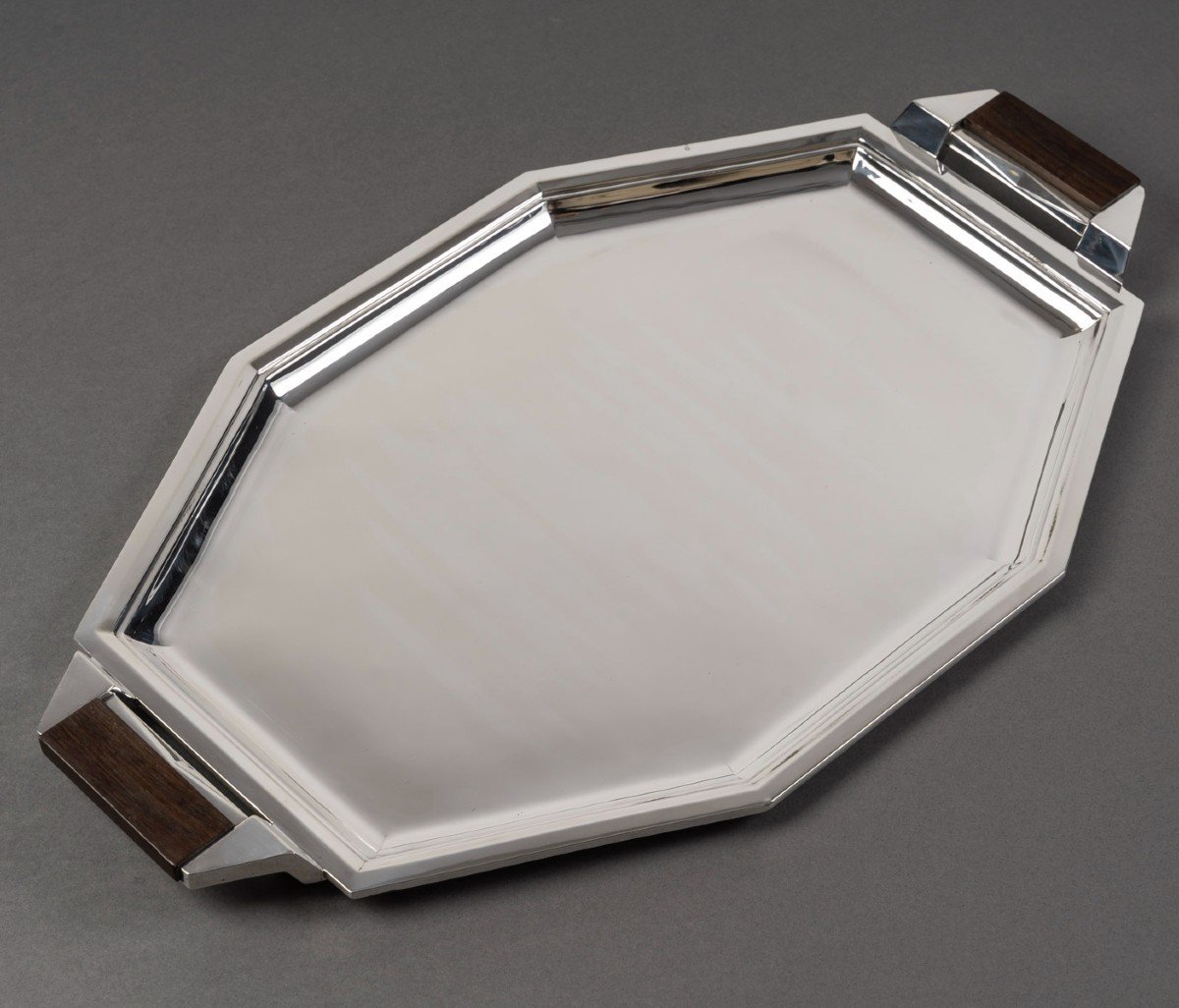 Ravinet d'Enfert – Octagonal Solid Silver Tray Art Deco 20th Century