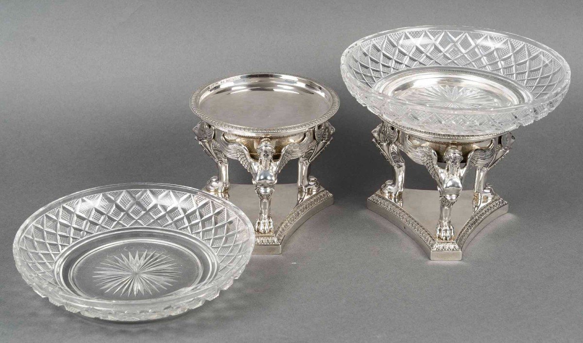 Gustave Odiot – Pair Of Silver And Baccarat Crystal Cups, 19th Century-photo-3