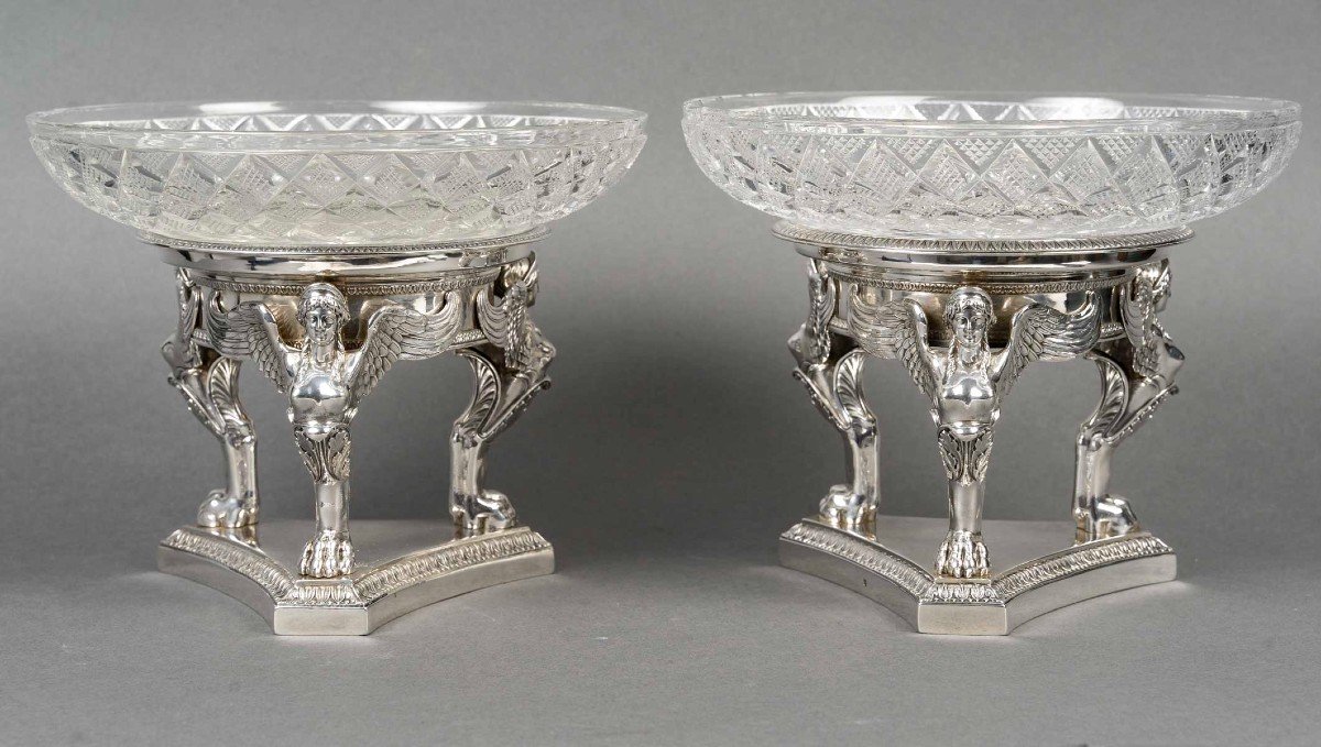 Gustave Odiot – Pair Of Silver And Baccarat Crystal Cups, 19th Century-photo-6