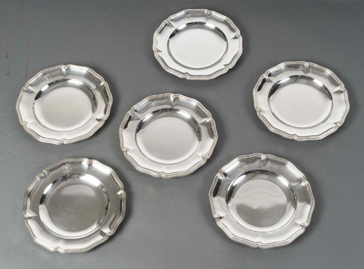 12 Solid Silver Plates 20th Century Cardeilhac-