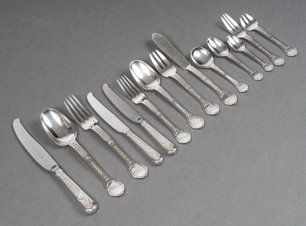 187 Piece Solid Silver Cutlery Set “versailles” Model By Tetard Frères.