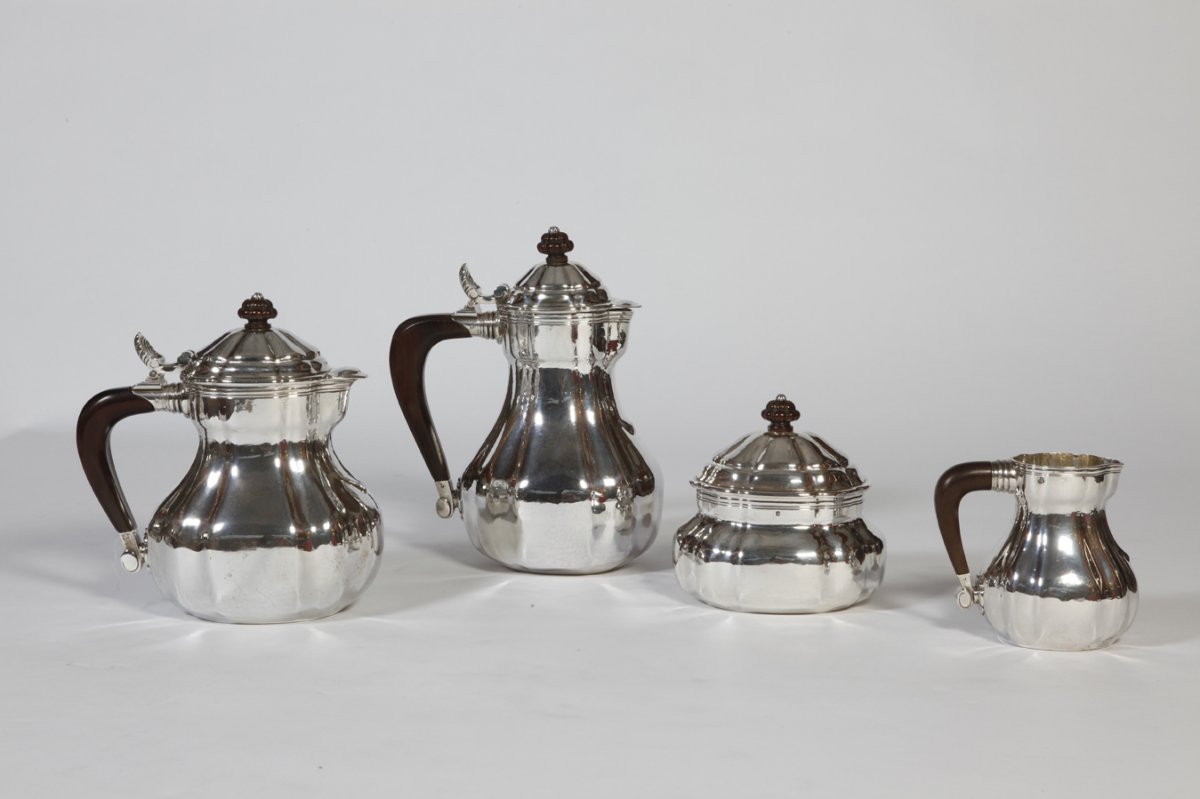 Goldsmith Georges Lecomte - Tea & Coffee Service In Art Deco Sterling Silver 1925