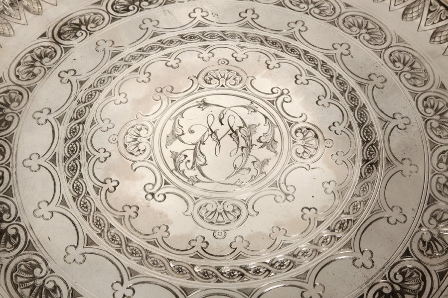 Orfèvre Cartier A Paris - Round Tray 50 Cm In Sterling Silver Early Twentieth-photo-1