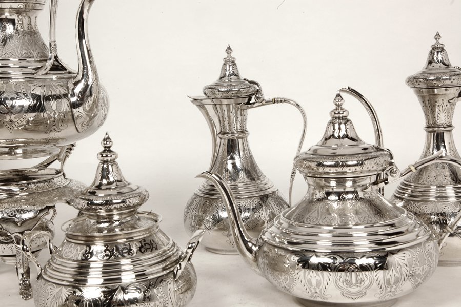 Orfèvre Duponchel - Service Thé Café En Argent Massif Style Ottoman XIXe-photo-4