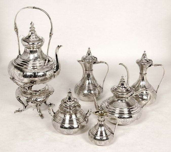 Orfèvre Duponchel - Service Thé Café En Argent Massif Style Ottoman XIXe