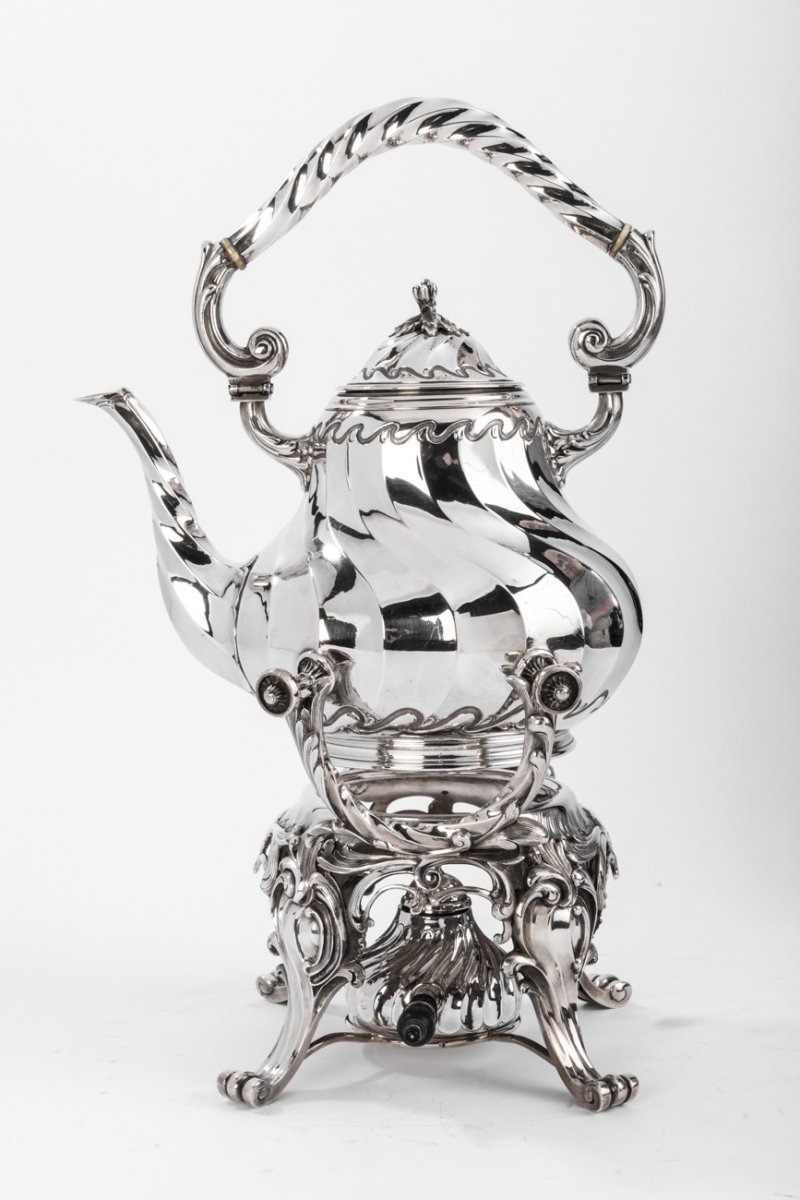 Goldsmith Martin Marie Vve - Samovar Rockery In Sterling Silver XIXth