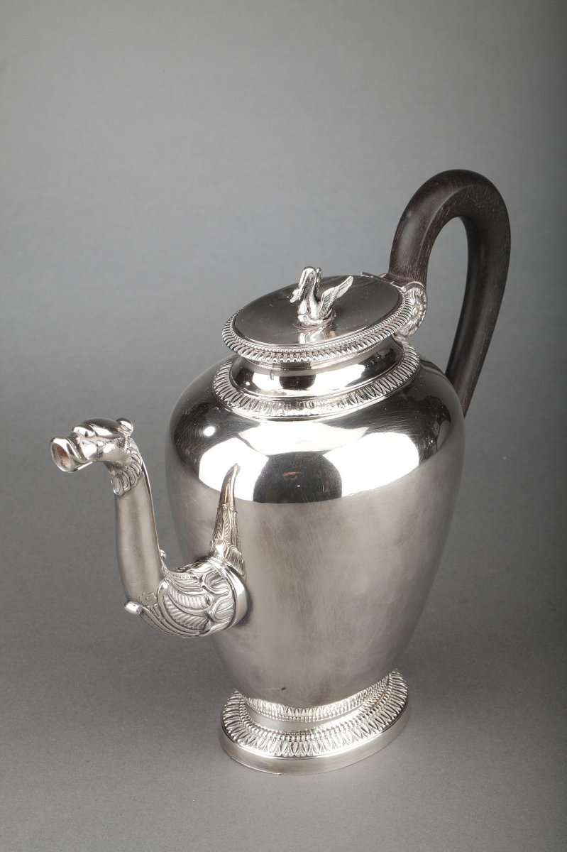 Goldsmith G. Keller - Teapot In Sterling Silver Nineteenth-photo-4