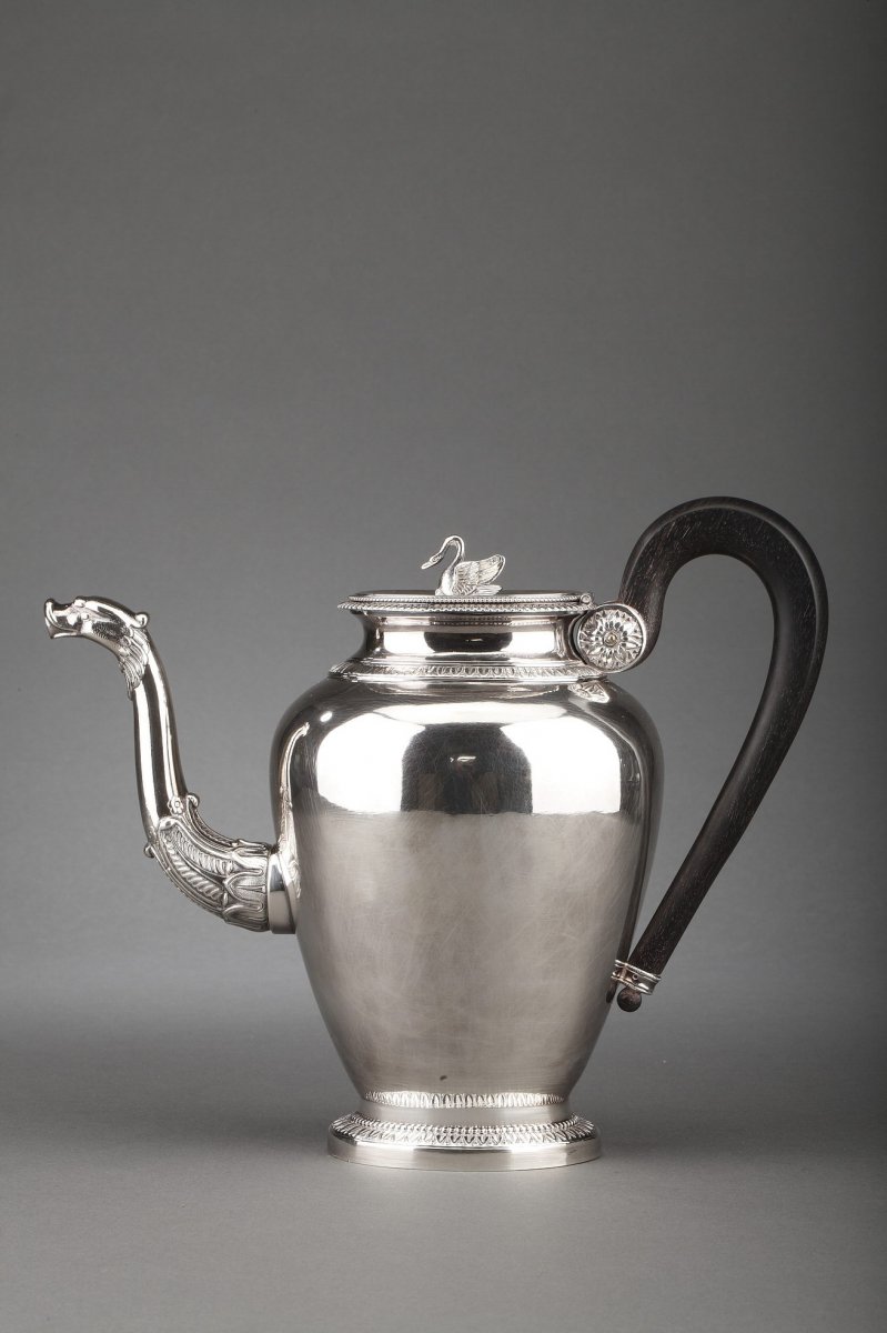 Goldsmith G. Keller - Teapot In Sterling Silver Nineteenth-photo-7