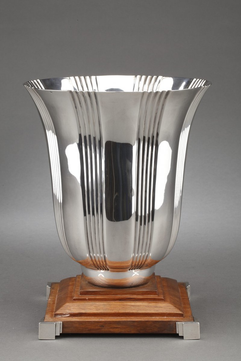 Orfèvre Lapparra - Vase En Argent Massif époque Art Deco