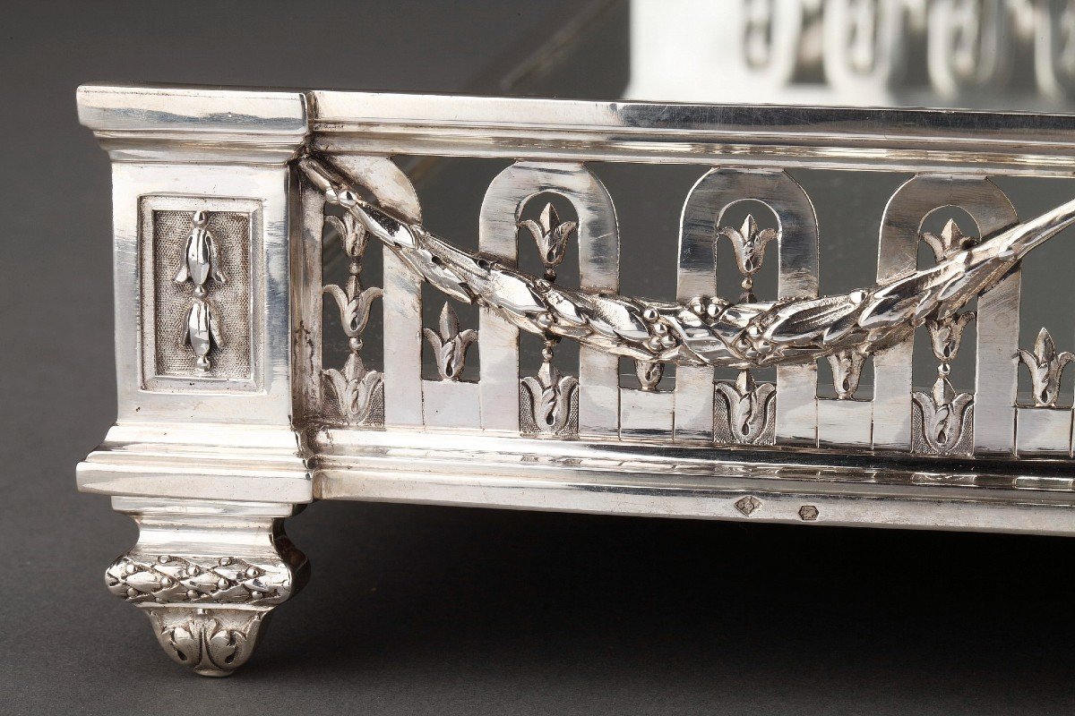 Goldsmith Queille - Especially Table And Its Planter In 19th Century Sterling Silver-photo-6